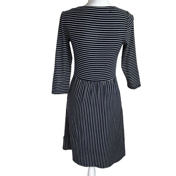 Boden Blue stripe Zip Shoulder Shift Dress Pockets Corpcore  womens size 6 - Picture 9 of 12